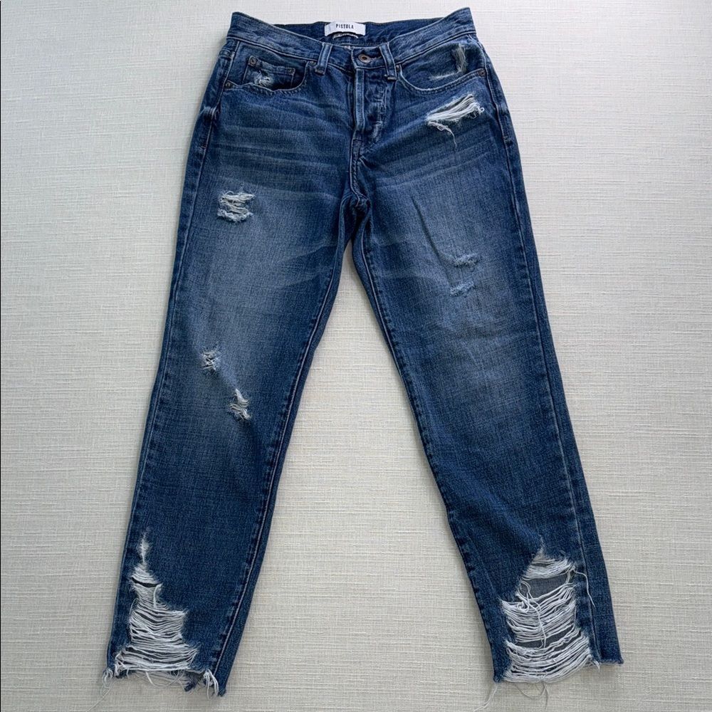 Pistola Distressed Straight-Leg Jeans